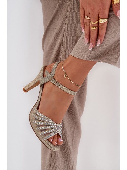 High Heeled Sandals With Decoration And Glitter D&A MR1038-33 Gold 2