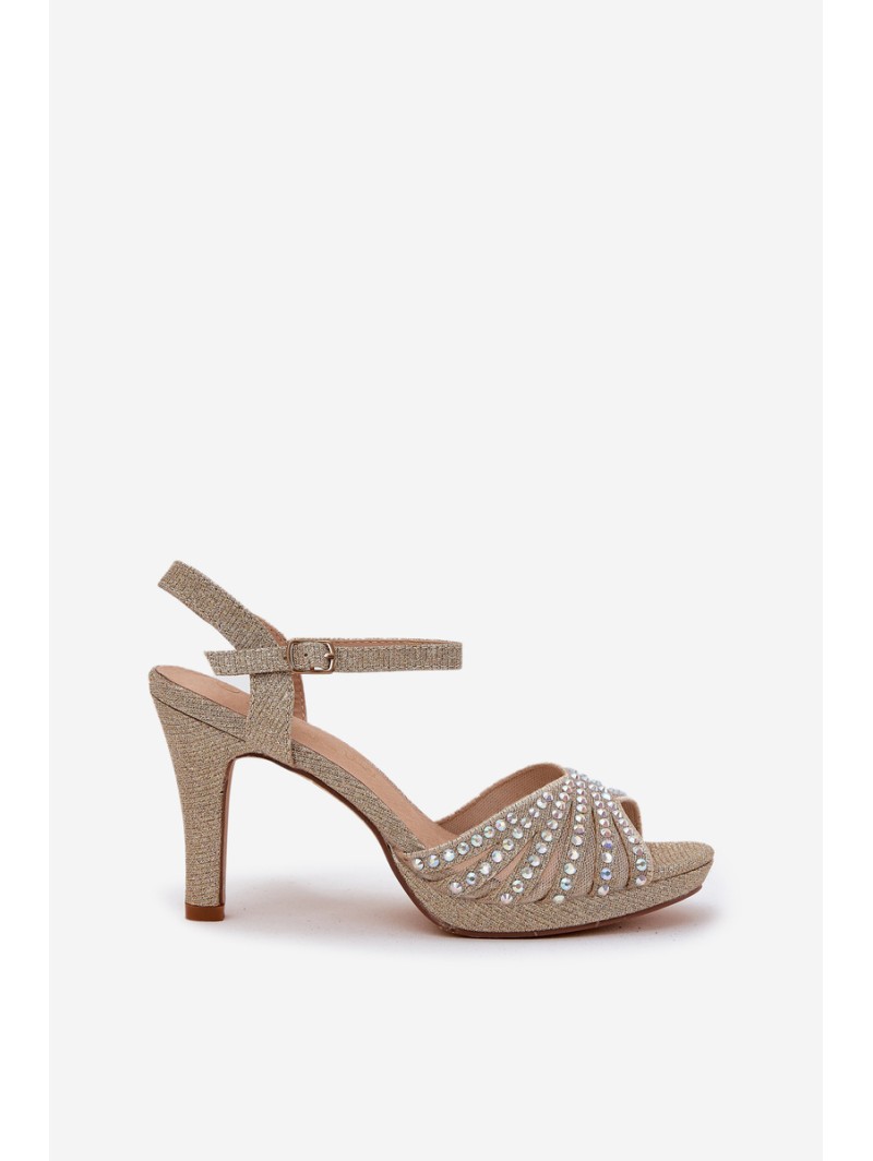High Heeled Sandals With Decoration And Glitter D&A MR1038-33 Gold