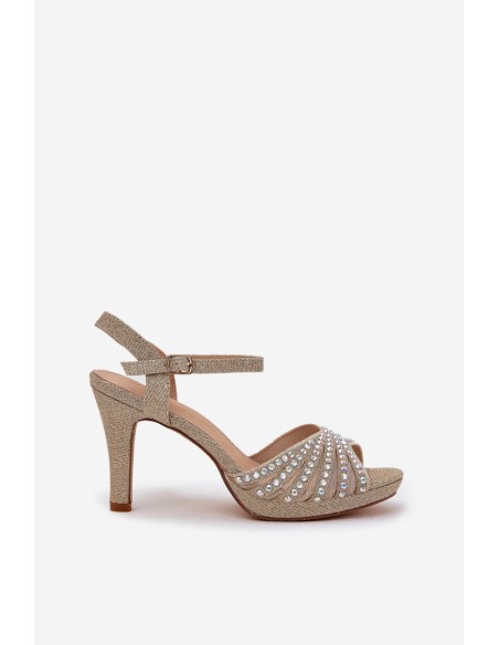 High Heeled Sandals With Decoration And Glitter D&A MR1038-33 Gold