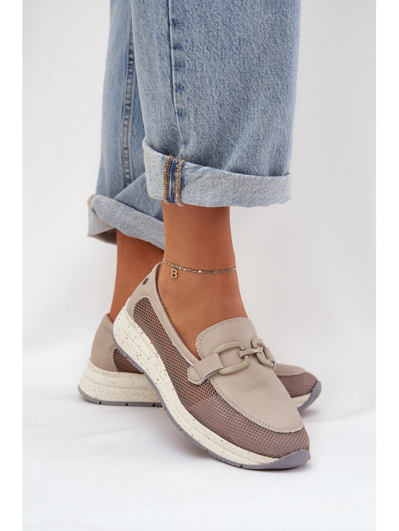 Ladies Leather Moccasins D&A TW210 Gray