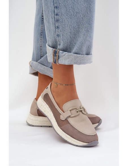 Ladies Leather Moccasins D&A TW210 Gray