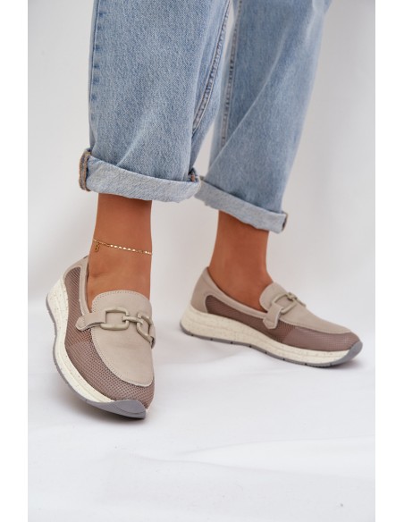 Ladies Leather Moccasins D&A TW210 Gray