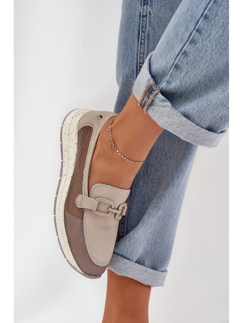 Ladies Leather Moccasins D&A TW210 Gray