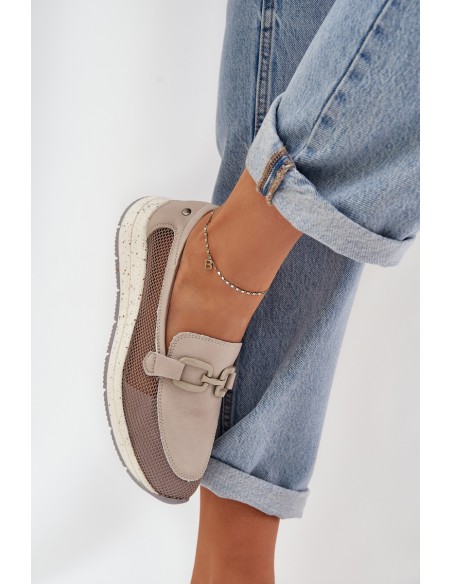 Ladies Leather Moccasins D&A TW210 Gray