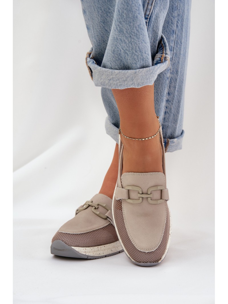 Ladies Leather Moccasins D&A TW210 Gray