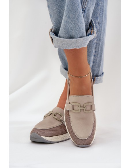 Ladies Leather Moccasins D&A TW210 Gray