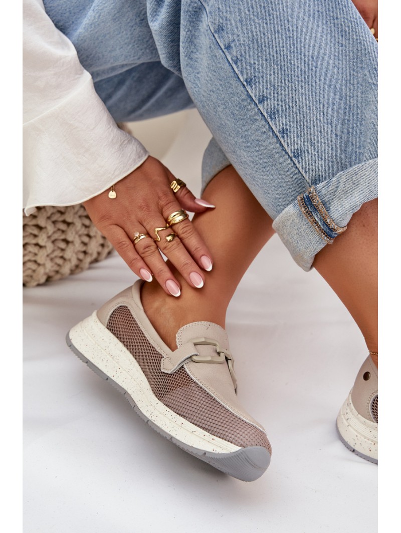 Ladies Leather Moccasins D&A TW210 Gray
