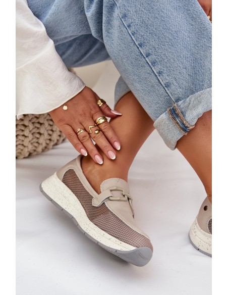 Ladies Leather Moccasins D&A TW210 Gray