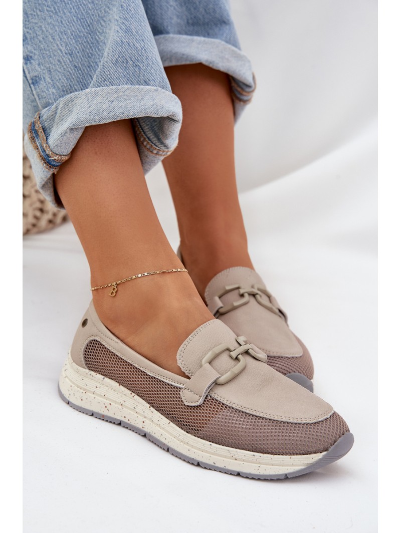 Ladies Leather Moccasins D&A TW210 Gray
