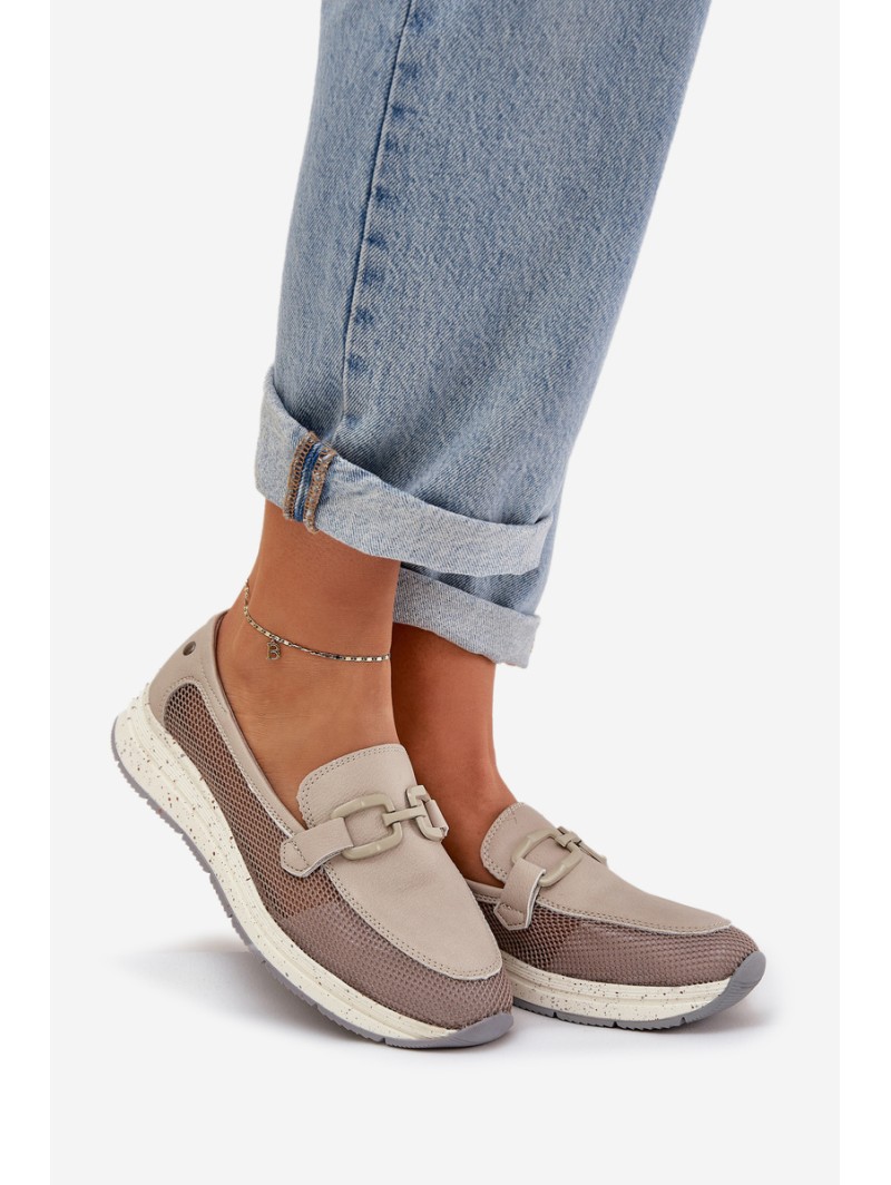 Ladies Leather Moccasins D&A TW210 Gray