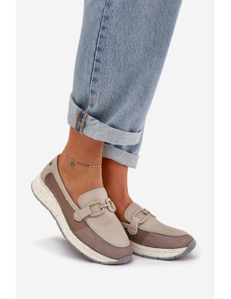 Ladies Leather Moccasins D&A TW210 Gray