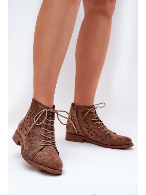 Low Ankle Boots With Perforated Pattern S.Barski HY51-185 Brown