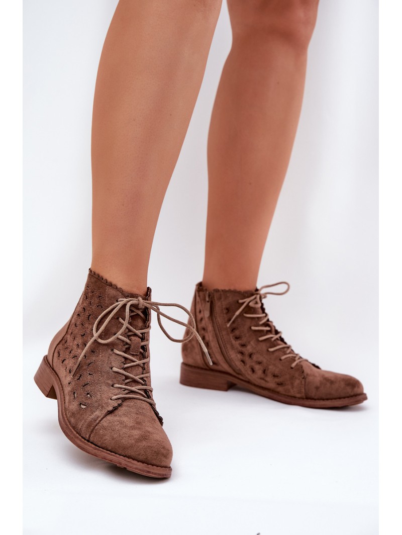 Low Ankle Boots With Perforated Pattern S.Barski HY51-185 Brown
