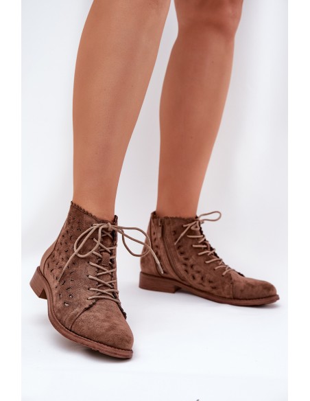 Low Ankle Boots With Perforated Pattern S.Barski HY51-185 Brown