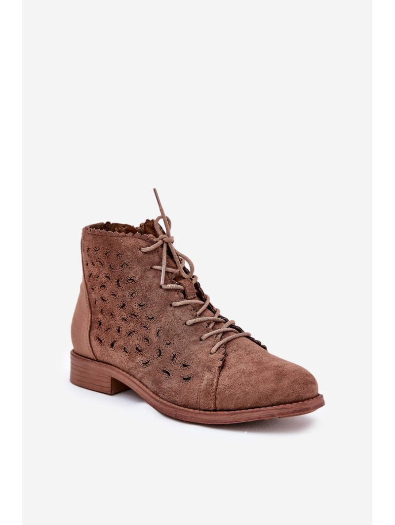 Low Ankle Boots With Perforated Pattern S.Barski HY51-185 Brown