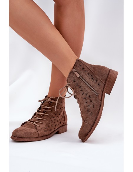 Low Ankle Boots With Perforated Pattern S.Barski HY51-185 Brown