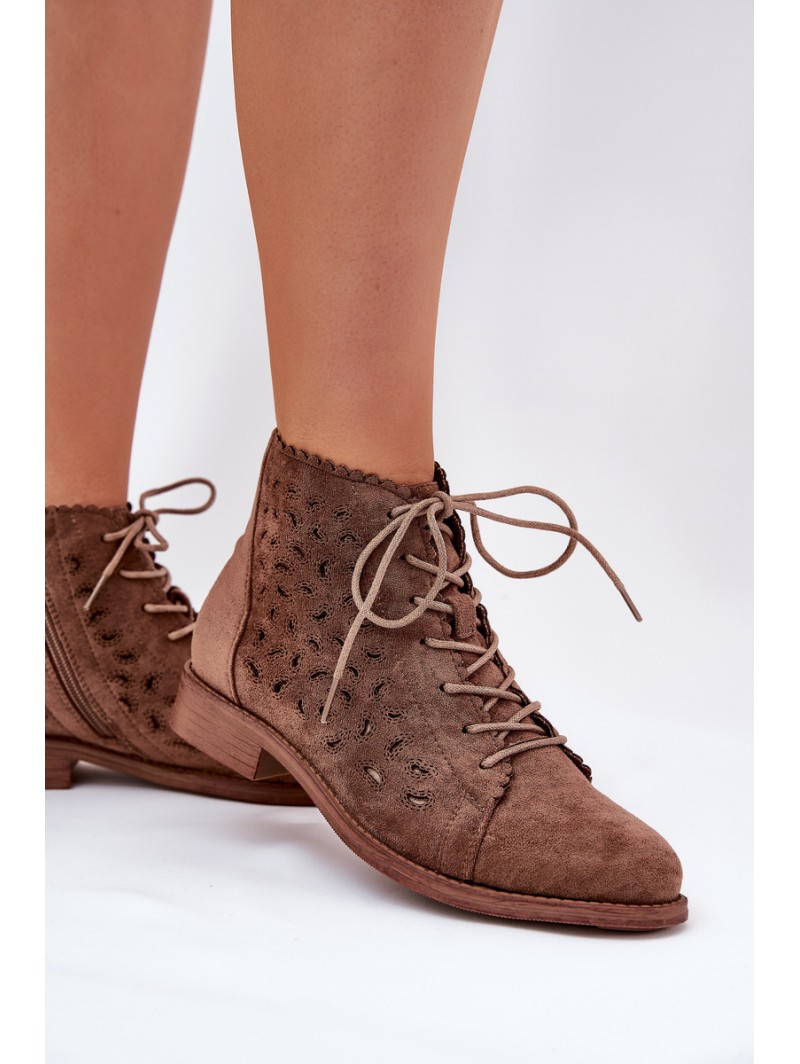 Low Ankle Boots With Perforated Pattern S.Barski HY51-185 Brown