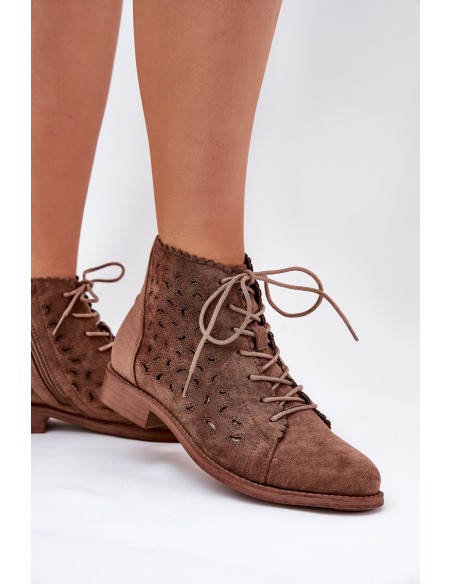 Low Ankle Boots With Perforated Pattern S.Barski HY51-185 Brown