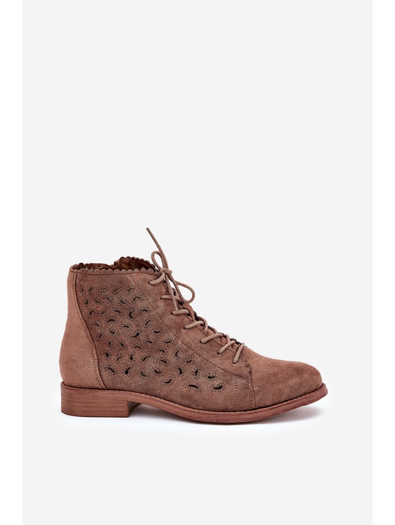 Low Ankle Boots With Perforated Pattern S.Barski HY51-185 Brown
