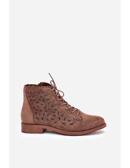 Low Ankle Boots With Perforated Pattern S.Barski HY51-185 Brown