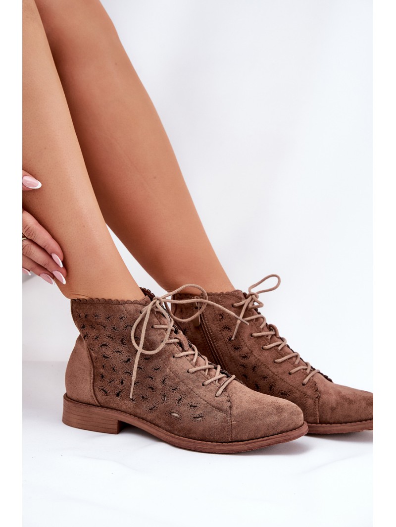 Low Ankle Boots With Perforated Pattern S.Barski HY51-185 Brown