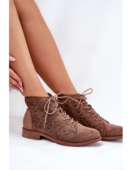 Low Ankle Boots With Perforated Pattern S.Barski HY51-185 Brown