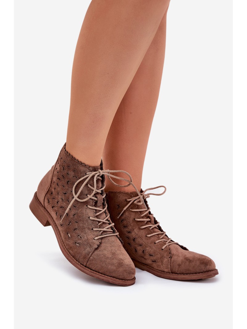 Low Ankle Boots With Perforated Pattern S.Barski HY51-185 Brown