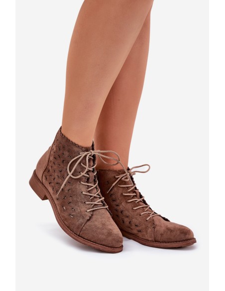 Low Ankle Boots With Perforated Pattern S.Barski HY51-185 Brown