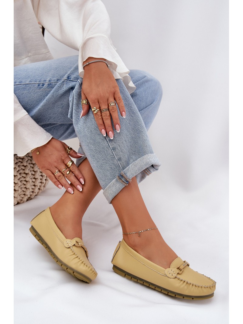 Flat Leather Moccasins With Decoration S.Barski LR51-547 Yellow