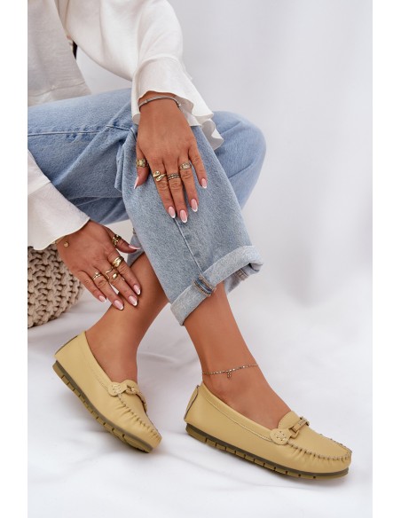 Flat Leather Moccasins With Decoration S.Barski LR51-547 Yellow