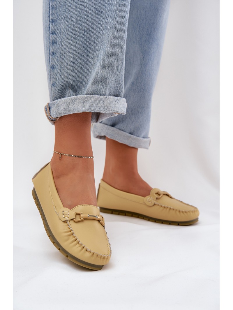 Flat Leather Moccasins With Decoration S.Barski LR51-547 Yellow