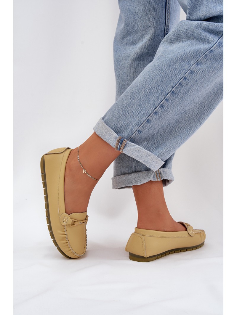Flat Leather Moccasins With Decoration S.Barski LR51-547 Yellow