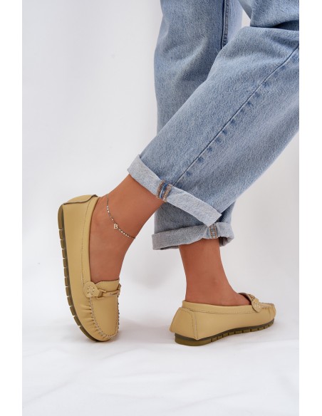 Flat Leather Moccasins With Decoration S.Barski LR51-547 Yellow