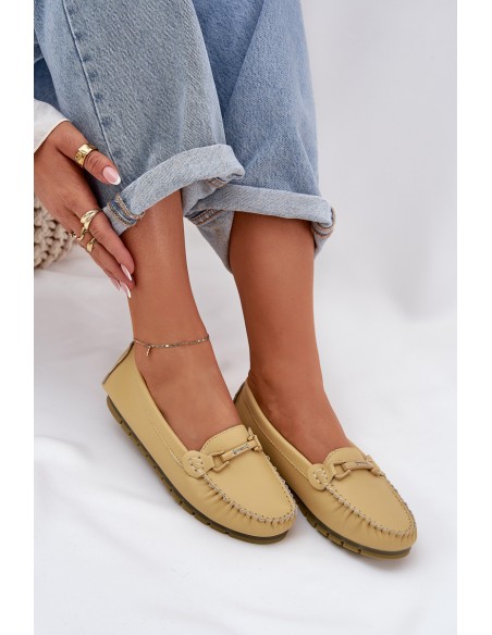 Flat Leather Moccasins With Decoration S.Barski LR51-547 Yellow