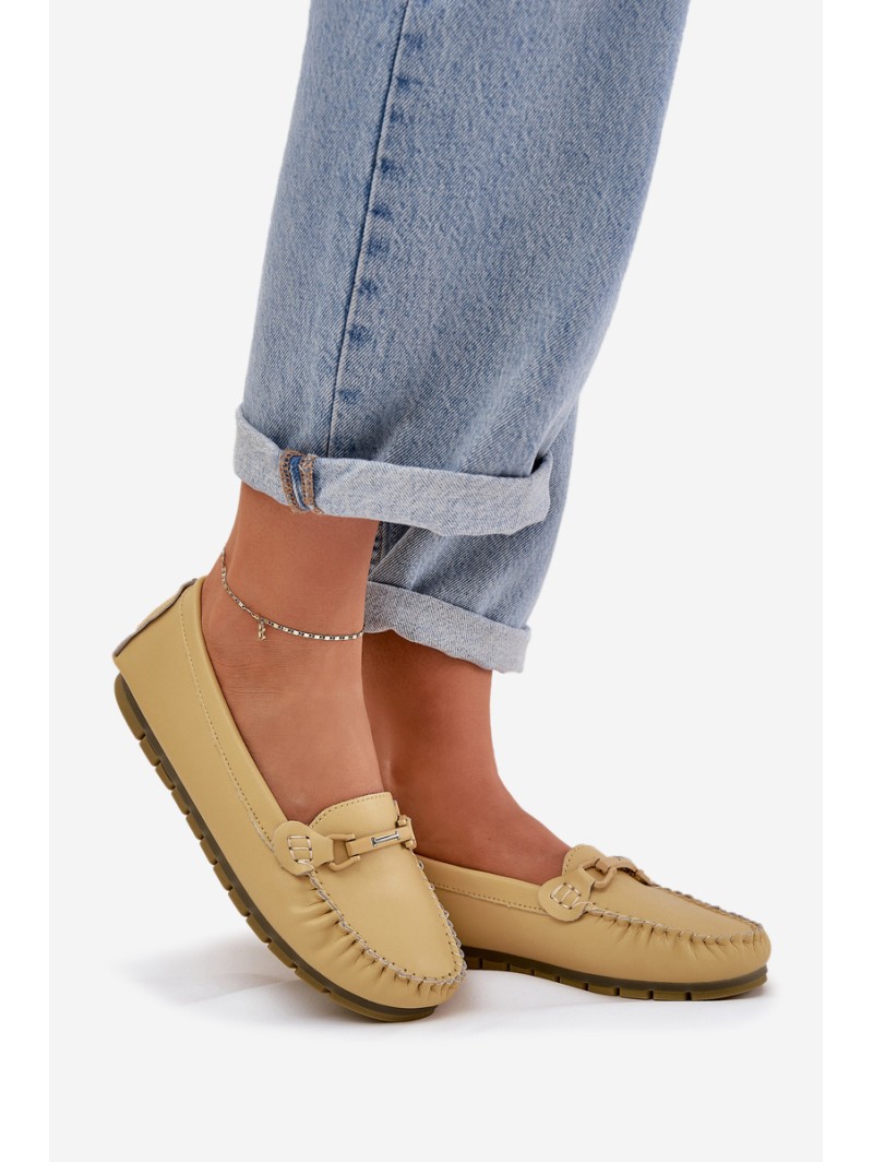 Flat Leather Moccasins With Decoration S.Barski LR51-547 Yellow