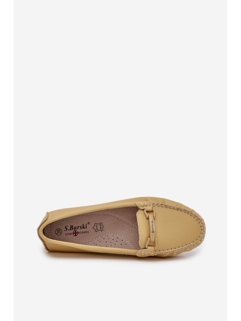 Flat Leather Moccasins With Decoration S.Barski LR51-547 Yellow