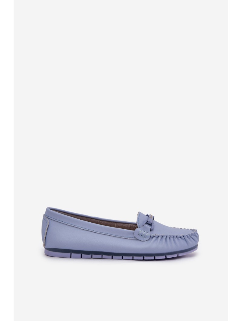 Flat Leather Moccasins With Decoration S.Barski LR51-547 Blue