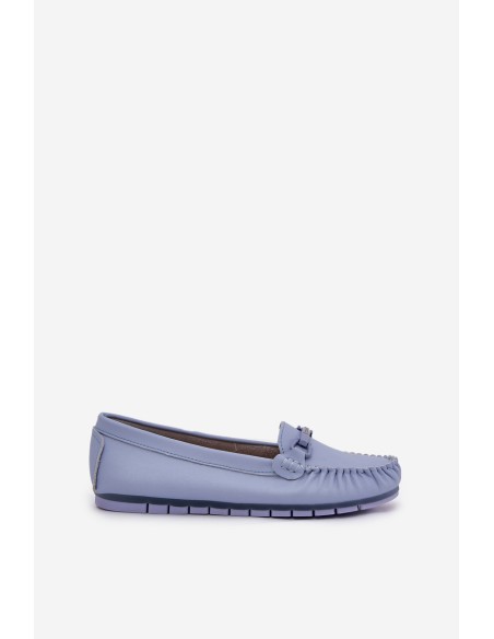 Flat Leather Moccasins With Decoration S.Barski LR51-547 Blue