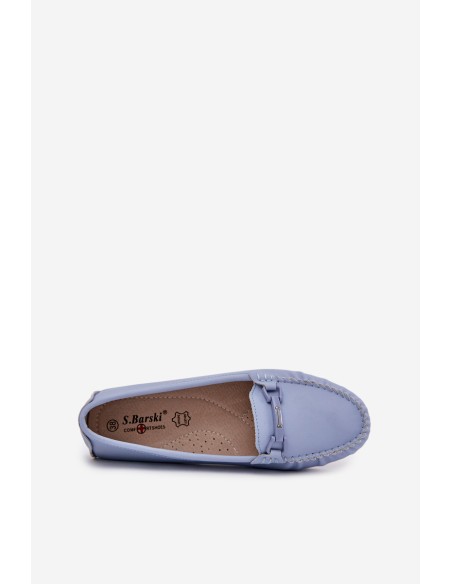 Flat Leather Moccasins With Decoration S.Barski LR51-547 Blue