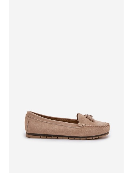 Women's Flat Classic Suede Loafers S.Barski LR51-548 Beige