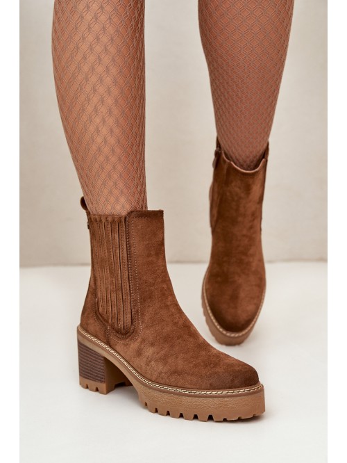 Women's Heeled Boots Made Of Eco Suede Insulated Brown Nevitas 2