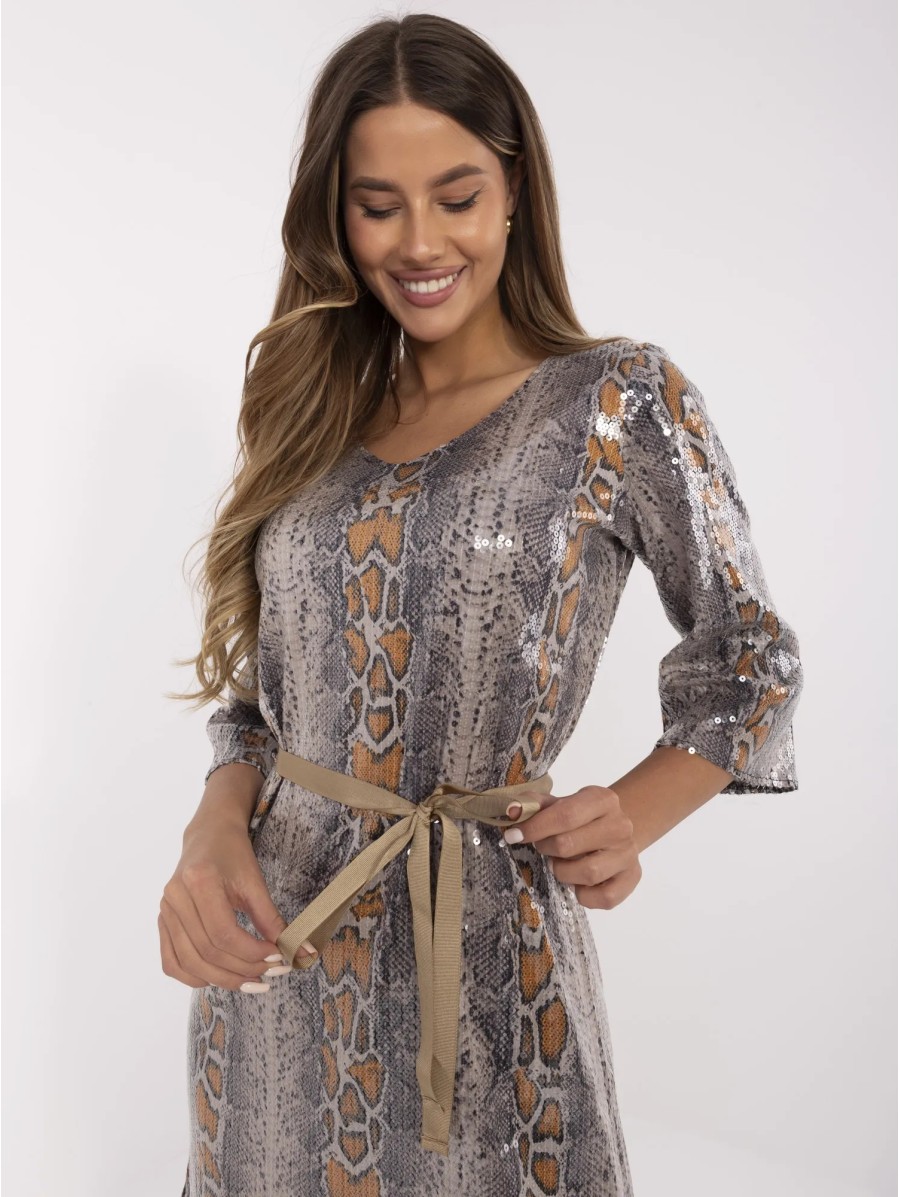 Sukienka-LK-SK-509940.55-ciemny bezowy