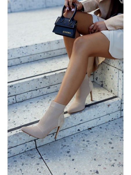 Women's Boots With A Sock On A High Heel Beige Last Night