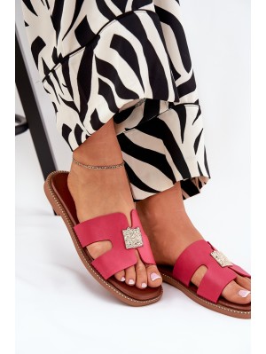 Flat Sandals With Cutouts And Decoration Fuchsia Bohalis