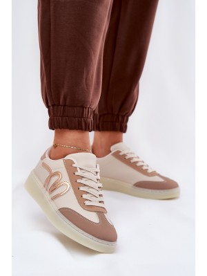 Low Women's Sports Shoes Made Of Eco Leather Gold-Beige Iladira