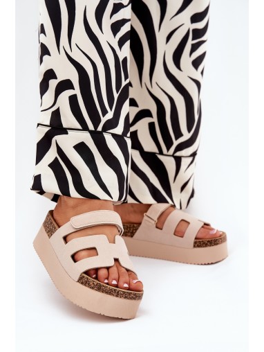 Slides On Chunky Platform Beige Daldiva