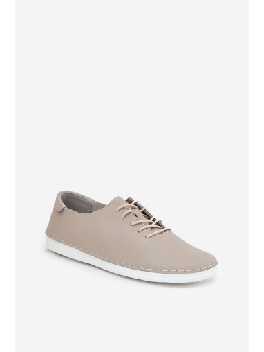 Laced Shoes Made Of Natural Leather D&A LR51-645 Beige