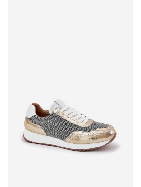 Leather Sports Shoes Sneakers Women's D&A LR51-847 Gold