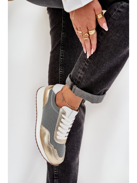 Leather Sports Shoes Sneakers Women's D&A LR51-847 Gold