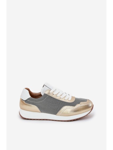 Leather Sports Shoes Sneakers Women's D&A LR51-847 Gold